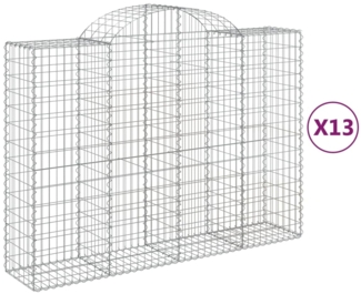 vidaXL Gabionen mit Hochbogen 13Stk. 200x50x140/160cm Verzinktes Eisen 3146373