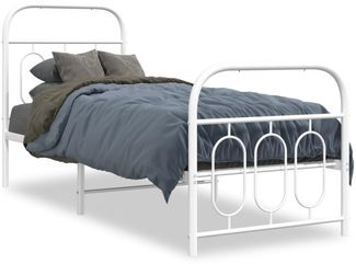 vidaXL Bettgestell mit Kopf- und Fußteil Metall Weiß 75x190 cm 377174