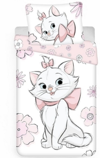 Disney Bettwäsche Aristocats Marie & Blumen, Baumwolle, 2 teilig, Kinder Wendebettwäsche 135-140x200 cm