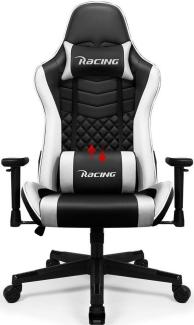 Hiazurm Gaming-Stuhl Gaming Stuhl, Bürostuhl Ergonomisch Wippfunktion bis zu 170° (Gaming Chair mit Fußstütze, 10 cm Höhenverstellung), Gepolsterten Armlehnen, Gamer Stuhl 150kg Belastbarkeit