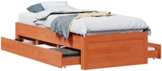vidaXL Massivholzbett ohne Matratze mit Schubladen Braun 100x200 cm 3308812