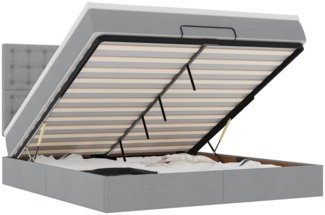 vidaXL Ottoman-Bett mit Matratze & LEDs Hellgrau 160x200 cm Stoff 3314183