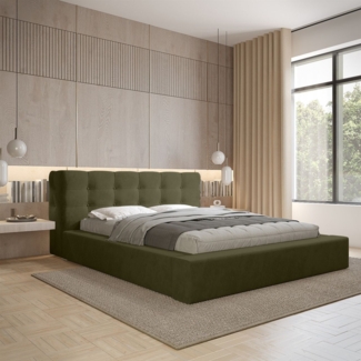 Polsterbett Doppelbett ANTONIO Komplettset 160x200cm in Stoff Ditra Forest