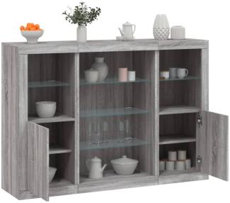 vidaXL Sideboards mit LED-Leuchten 3 Stk. Grau Sonoma Holzwerkstoff 3209133