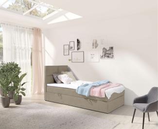 99rooms Larni Boxspringbett Strukturstoff INARI Hellbraun 90x200 cm