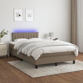 Boxspringbett mit Matratze & LED Stoff Taupe 120 x 200 cm, Härtegrad: H2 [3133305]