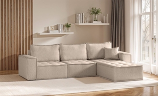 Ecksofa Modulsofa 3-teilig SANDE Stoff Alpine Toffee Ottomane Rechts