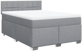 Boxspringbett mit Matratze, Stoff, Viereckige, grauer Fuß, Hellgrau, 140x190 cm, false