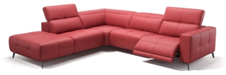 Sofanella Ecksofa MARBELLA Ledercouch Polsterecke Designersofa in Rot