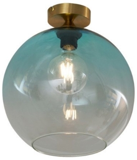 Qazqa Deckenleuchte Sandra, ohne Leuchtmittel, E27, Blau, Art Deco, Glas, 1-flammig