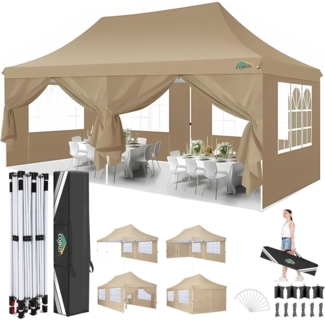 COBIZI Faltpavillon 3x6m Wasserdicht Stabil Anti-UV + 6 Seitenwände