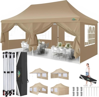 COBIZI Faltpavillon 3x6m Wasserdicht Stabil Anti-UV + 6 Seitenwände