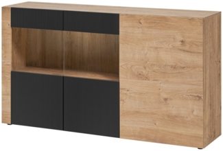 ASM-Moebel Kommode Sideboard Kommode ARON mit Rillenfront Led und Push-Click System, Mit Led Beleuchtung und Push-Click System.
