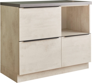 BASIC by Balculina Unterschrank Sanibel Küchenschrank mit Auszügen BxHxT 110 x 94 x 60 (1-St) Breite 110cm, Melaminbeschichtung, 3 Auszüge, 1 offenes Fach