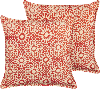 Kissen 2er Set Geometrisches Muster CEIBA Baumwolle 45 x 45 cm Rot