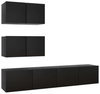 vidaXL 4-tlg. TV-Schrank-Set Schwarz Spanplatte [3078815]