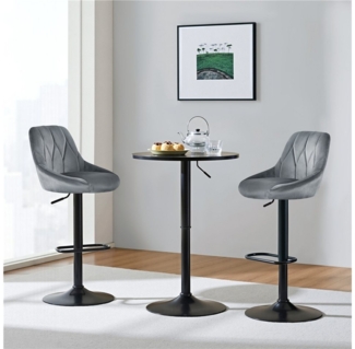 Yaheetech Barhocker (2 St), Verstellbare Sitzhöhe 61,5 cm - 83 cm Polsterhocker mit Fußstütze