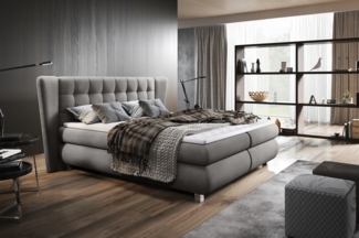 99rooms Florian Boxspringbett 180x200 cm Webstoff TIAMA Grau Bonell-Federung