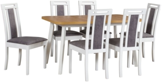 Essgruppe Roma 12 Tischgruppe weiß Strukturstoff 7-teilig