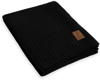 Knit Factory Uni Decke 195x225 cm Glatt Schwarz