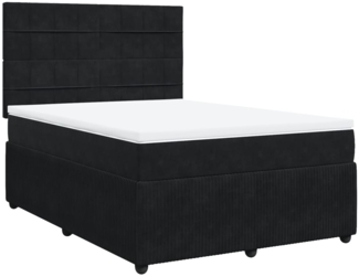vidaXL Boxspringbett mit Matratze Schwarz 140x200 cm Samt 3292360