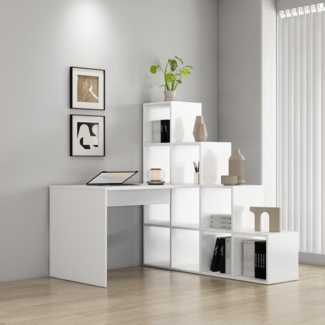 OTTO home Regal-Schreibtisch Ciela, flexible Aufstellmöglichkeiten, wechselseitig montierbar, B. 137 cm