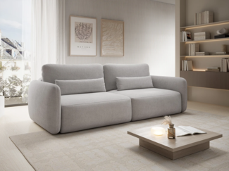 Vente-unique - Sofa mit Schlaffunktion 3-Sitzer - Strukturstoff - Hellgrau - VOPOZA