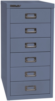 Bisley Multidrawer Schubladenschrank aus Metall mit 6 Schubladen DIN A4 ohne Sockel - Farbe: Blau, L296-605