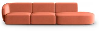 Micadoni Modulares Sofa Shane 4-Sitzer Rechts Samtstoff Koralle