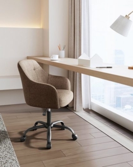 Songmics höhenverstellbarer Bürostuhl, bis 120 kg belastbar, Leinenimitat braun, 64x64 x (83-93) cm