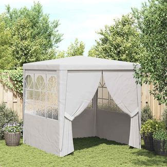 Profi-Partyzelt | Gartenzelt mit Seitenwänden 2,5x2,5 m Weiß 90 g/m²