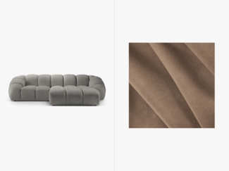 Micadoni Ecksofa Diana 3-Sitzer Rechts Samtstoff Grau Braun