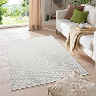 TaCa Home Teppich Outdoor & Indoor Teppich wetterfest Sisaloptik mit Bordüre, rechteckig, Höhe: 5 mm, Terrasse Balkon Garten Wohnzimmer Bad Küche, Creme - 160 x 220 cm