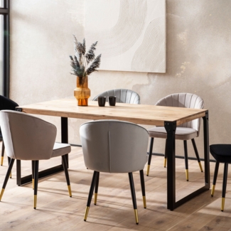 FINEBUY Esstisch FB105171 (Akazie Massivholz Rechteckig, 140x80x76 cm, Modern), Holztisch Esszimmer Modern, Esszimmertisch Klein