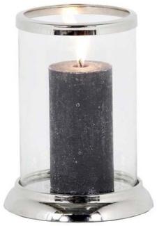 Casa Padrino Designer Edelstahl Kerzenleuchter Durchmesser 13 x H. 22 cm - Nickel Finish