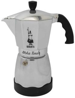 Bialetti Moka Elektrisch Timer Espressokocher 6 Tassen silber/schwarz