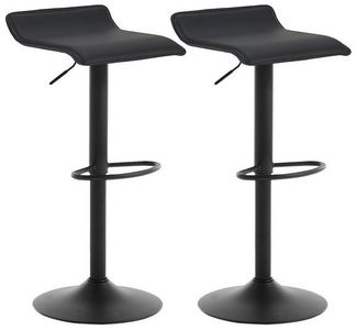 2er Set Barstuhl aus Kunstleder und Stahl schwarz