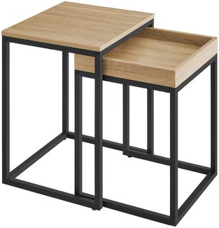 Valora Couchtische, 2er-Set - Sonoma-Eiche mit schwarzem Stahlgestell