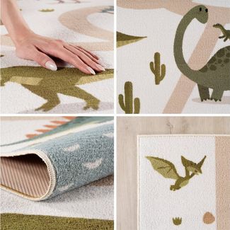 SIMPEX24 Teppich Bunte Dino Welt, Rechteckig, Höhe: 8 mm, Teppich Kinderzimmer