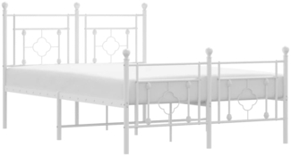 vidaXL Bettgestell mit Kopf- und Fußteil Metall Weiß 120x190 cm 374403