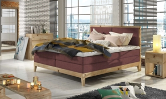 99rooms Cleta Boxspringbett Massiv Dunkelrosa 180x200