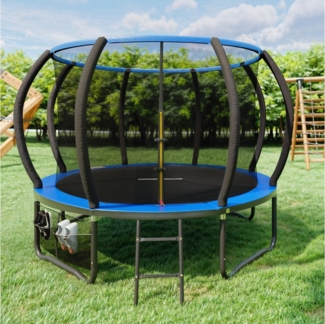 GUNJI Gartentrampolin trampolin 305/366cm, Kindertrampolin mit Sicherheitsnetz und Geländer, Ø 305 cm, (150 kg Tragfähigkeit, in den Farben schwarz und blau erhältlich, 360°-Geländer)