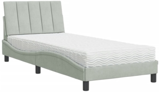 vidaXL Bett mit Matratze "Hanko" Hellgrau 90x190 cm Samt 3208568