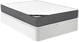 Vente-unique - Taschenfederkernmatratze-Bettgestell-Set - 160 x 200 cm - Hybridmatratze - 7 Zonen - Hochelastischer Kaltschaum - Stärke 26 cm - Weiß - AUDACE von PALACIO