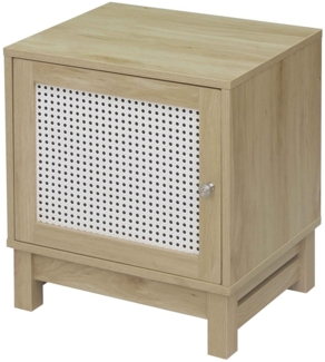Casâme Nachttisch mit 1 Tür Rattanimitat - Helles Holz