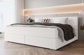 99rooms 'Phönix' Boxspringbett, Weiß, 260x200 cm, Webstoff MALMO_NEW