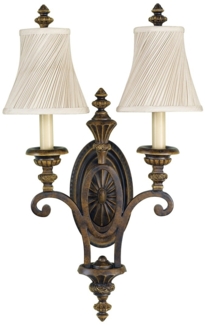 Wandleuchte, Stahl, Pressglas, Braun, H 61 cm
