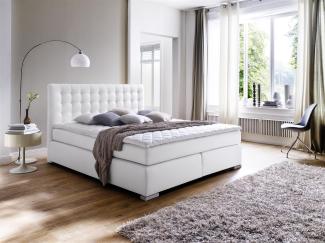 Boxspringbett Lenno - Kunstleder Weiß H2&H3 200x200 cm