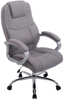 DELUKE® Bürostuhl SYDNEY Stoff - 113 x 66 x 70, Grau Stoff Metall in Chromoptik Gestell ergonomische Bürostühle Homeoffice Stuhl mit Rollen