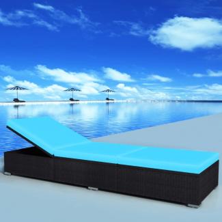 vidaXL Sonnenliege mit Auflage Poly Rattan Schwarz 44406